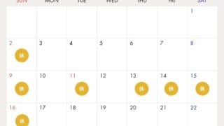 帯広市のなかや整骨院、2026年8月の営業日カレンダー。休診日は8月2日・9日・11日・13日・14日・15日・16日・23日・30日・31日です。